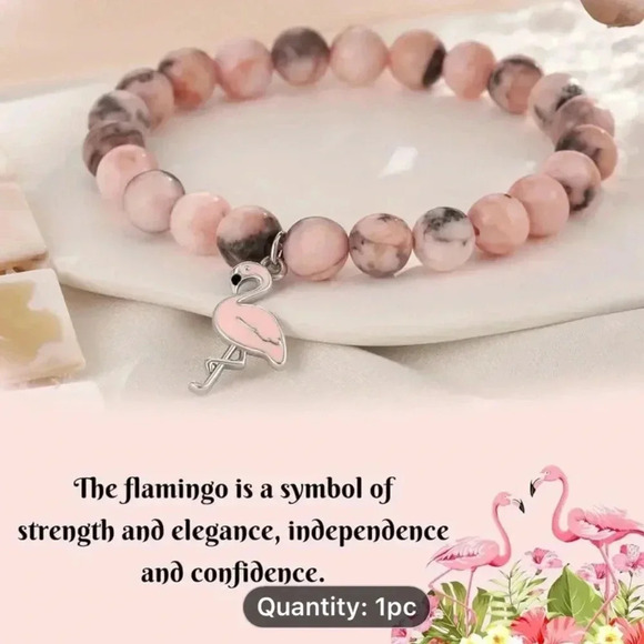 Flemming Bracelet Pink Brown Gray Earthtones Beads - Picture 6 of 9